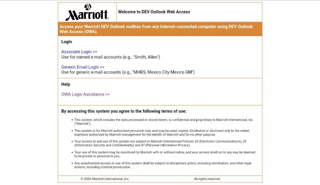 Owa Marriott Email Login