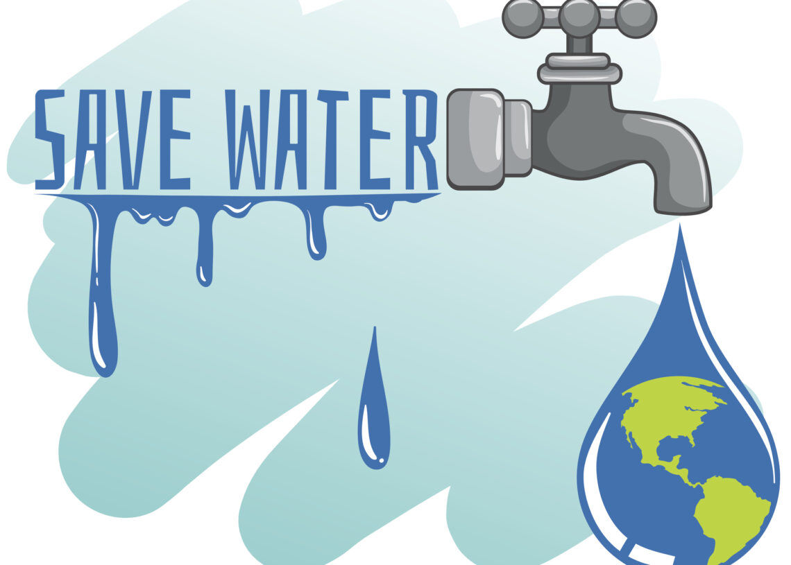 Save water theme with earth and faucet illustration