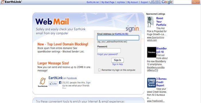 Earthlink webmail