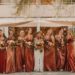 Long Terracotta Satin Bridesmaid Dresses